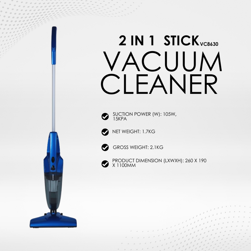 Khind 2 in 1 Vacuum Cleaner Stick Vacuum VC8630