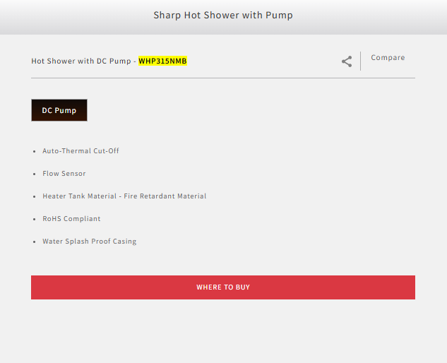 Sharp Pemanas Air Dengan Pam DC - Water Heater With DC Inventer Pump (Black) WHP315NMB