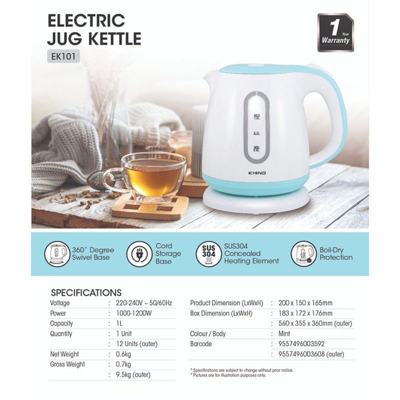 Khind 1.0L Electric Jug Kettle EK101