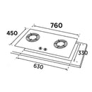 Rubine Glass Hob Built In Gas Cooker 5.2kW RGH-VISTA X-2B-BL (2 BURNER) / RGH-VISTA X-3B-BL (3 BURNER)