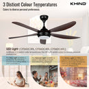 Khind 56" Ceiling Fan DC Motor Remote Control and Led CF56DC4RL ( Mocha )