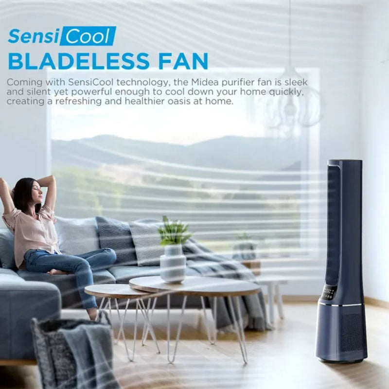 Midea Kipas Tower Fan Bladeless Fan + Air Purifier With SensiCool Technology MBF-150P