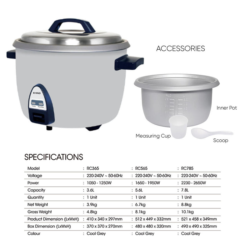 Khind Commercial Rice Cooker (3.6L) RC365 periuk nasi