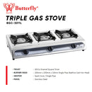 Butterfly Dapur Gas 3 Pembakar Triple Burner Gas Stove BGC-3011L