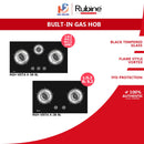 Rubine Glass Hob Built In Gas Cooker 5.2kW RGH-VISTA X-2B-BL (2 BURNER) / RGH-VISTA X-3B-BL (3 BURNER)