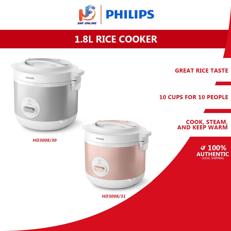 Philips 1.8L Jar Rice Cooker HD3008/30 (Grey) / HD3008/31 (Peach)