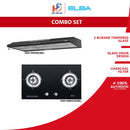 Elba Slim Cooker Hood ESH-M9098(BK) + Elba 2 Burners Glass Stove EGH-K8842G(BK) - Full Black Tempered Glass (5.0kW) (COMBO SET)
