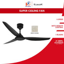 Elmark SUPER 3000 Kipas Siling Ceiling Fan 56" With Remote Control SUPER-MBK