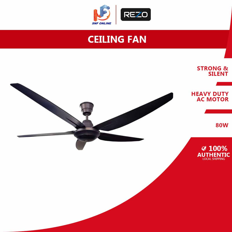 REZO Kipas Siling - Ventus Ceiling Fan 5 Blade with Remote Control AC Motor MY56 (Matt Black)