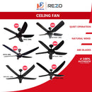 REZO Kipas Siling - Ventus Ceiling Fan with Remote Control MY56 ZR42 (42") MR56DC MY40DC MY46DC MY56DC (Matt Black)