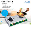 Milux Dapur Gas 2 Pembakar Double Burner Stainless Steel Gas Cooker MSS-2140