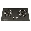 Milux Dapur Gas Kaca 2 Pembakar 2 Burner Premium Tempered Glass Hob Gas Cooker MGH-348