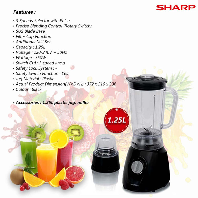 Sharp 1.25L Blender With Dry Mill EM131BK