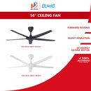 Alpha Kipas Siling Cosa Ceiling Fan (56") EX9-5B/56 (Matt Black / Matt White)