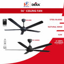 Deka Kipas Siling 5 Blade Ceiling Fan With Remote Control (56") DK10BK UPGRADE to K5 (MattBlack)