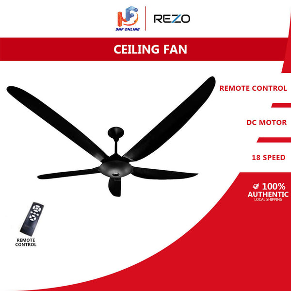 REZO Ventus 62'' Ceiling Fan 5 Blade with Remote Control DC Motor MY62DC (Matt Black)