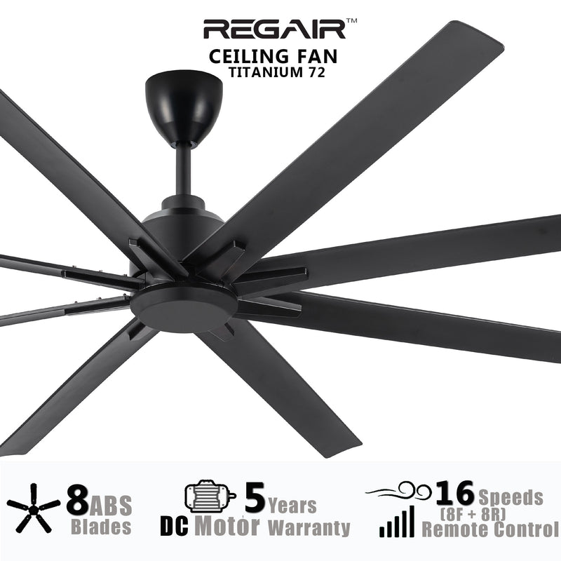 Regair Inovo TITANIUM 72” Kipas Siling Ceiling Fan 8 Blades with DC Motor TITANIUM72-MB