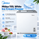 Midea Peti Sejuk Beku Aiskrim White Ice Cream Freezer INVERTER QUATTRO MDRZ163FEG01Y (110L) MDRZ293FEG01Y (220L)
