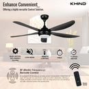 Khind 56" Ceiling Fan DC Motor Remote Control and Led CF56DC3RL ( Matt Black )