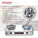 Aiwa Dapur Gas S/S 8 Jets Double Burners Gas Stove AGS-8080SS