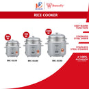 Butterfly Periuk Nasi Stainless Steel Electric Rice Cooker BRC-SS150 (1.5L) / BRC-SS180 (1.8L) / BRC-SS280 (2.8L)