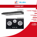 Elba Slim Cooker Hood ESH-M9098(BK) + Elba Dapur Gas Kaca 3 Pembakar Triple Burner Tempered Glass Hob EGH-K8843G(BK) (COMBO SET)