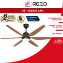 Rezo Kipas Siling 66'' Extenz 6 Blade Led With Remote Control EXTENZ 66 (LED) Dark Wood
