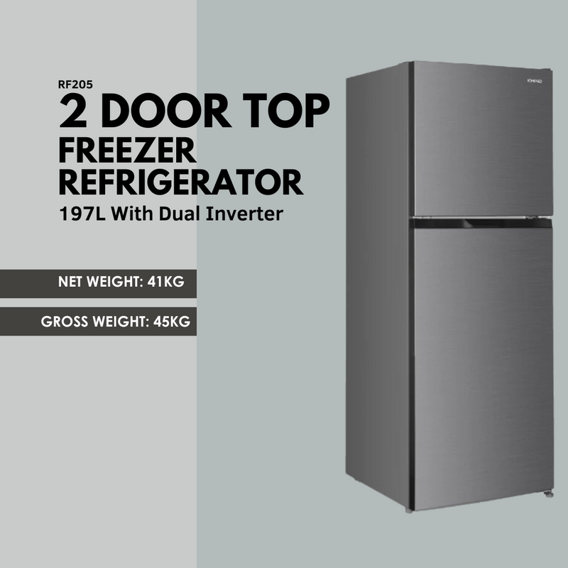 Khind 2 Door Inverter Refrigerator (197L) RF205
