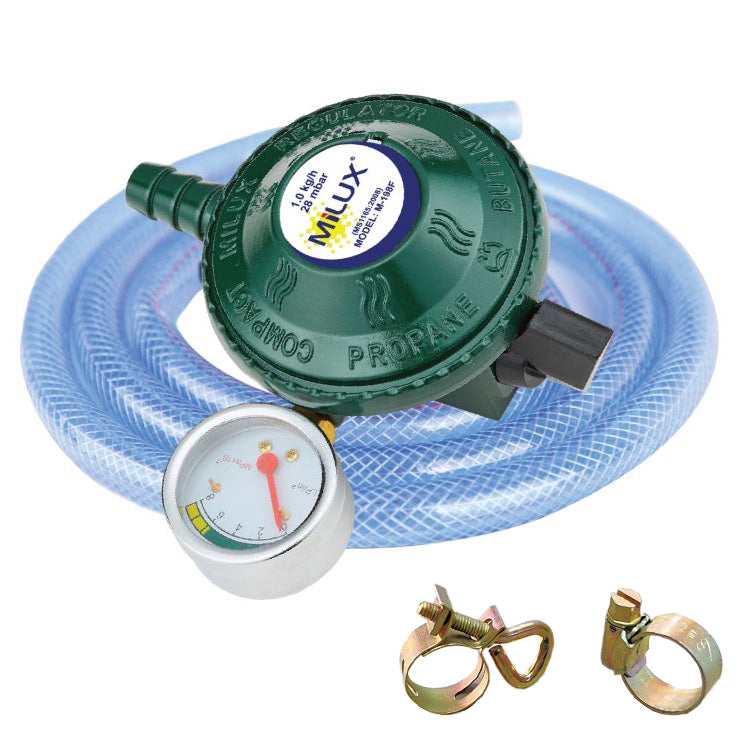 Eurogas / Apro / Milux / KSHome / Chelstar - Sirim Safety Low Pressure Gas Regulator Complete Double Safety Rubber Hose M-198F