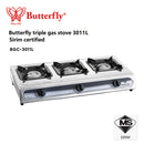 Butterfly Dapur Gas 3 Pembakar Triple Burner Gas Stove BGC-3011L