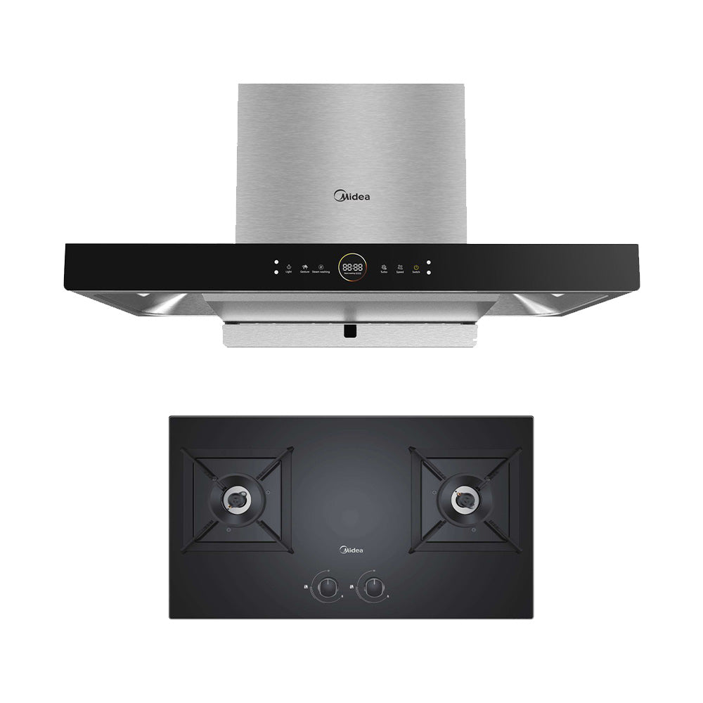 Cooker Hud Midea Hud + Dapur - Built-in Gas Hob MGH-4360GL + Midea Cooker Hood MC