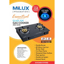 Milux Dapur Gas 2 Pembakar 2 Burner Gas Cooker (Black Glass Top) MSG-6260
