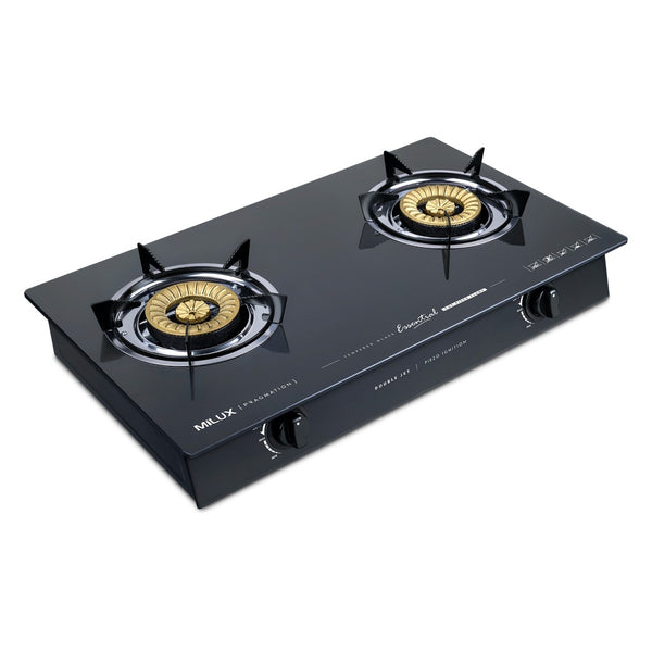 Milux 2 Burner Gas Cooker (Black Glass Top) MSG-6260