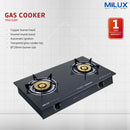 Milux Dapur Gas 2 Pembakar 2 Burner Gas Cooker (Black Glass Top) MSG-6260