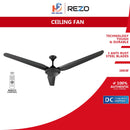 REZO Ventus 60" 3 Blade Ceiling Fan With Remote Control VR60/3B DC (Matt Black)