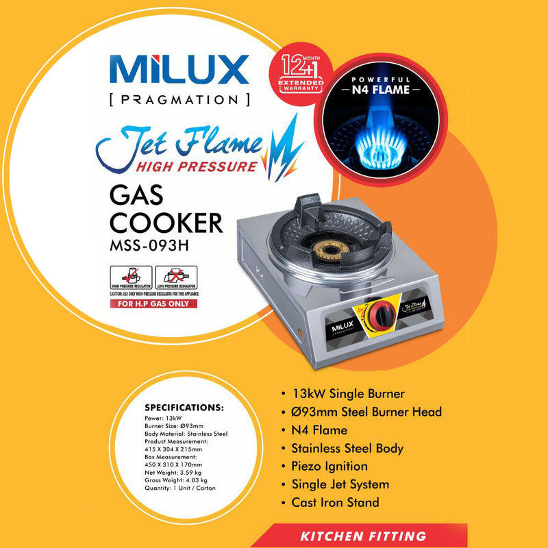 Milux High Pressure Gas Cooker MSS-093H
