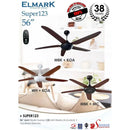 ELMARK Ceiling Fan With Remote Control (52") SPITFIRE 246-MC / ELMARK-KL101 (Midnight Caramel) / (56") SUPER123 (MBK+MC)