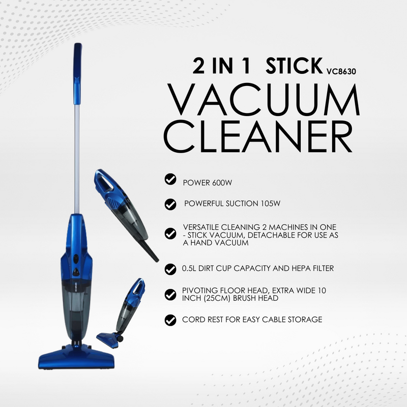 Khind 2 in 1 Vacuum Cleaner Stick Vacuum VC8630