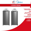 Midea Peti Sejuk Single Door Refrigerator (Silver) MDRD229FGD42-MY (158L) MDRD230FGD42-MY (163L)