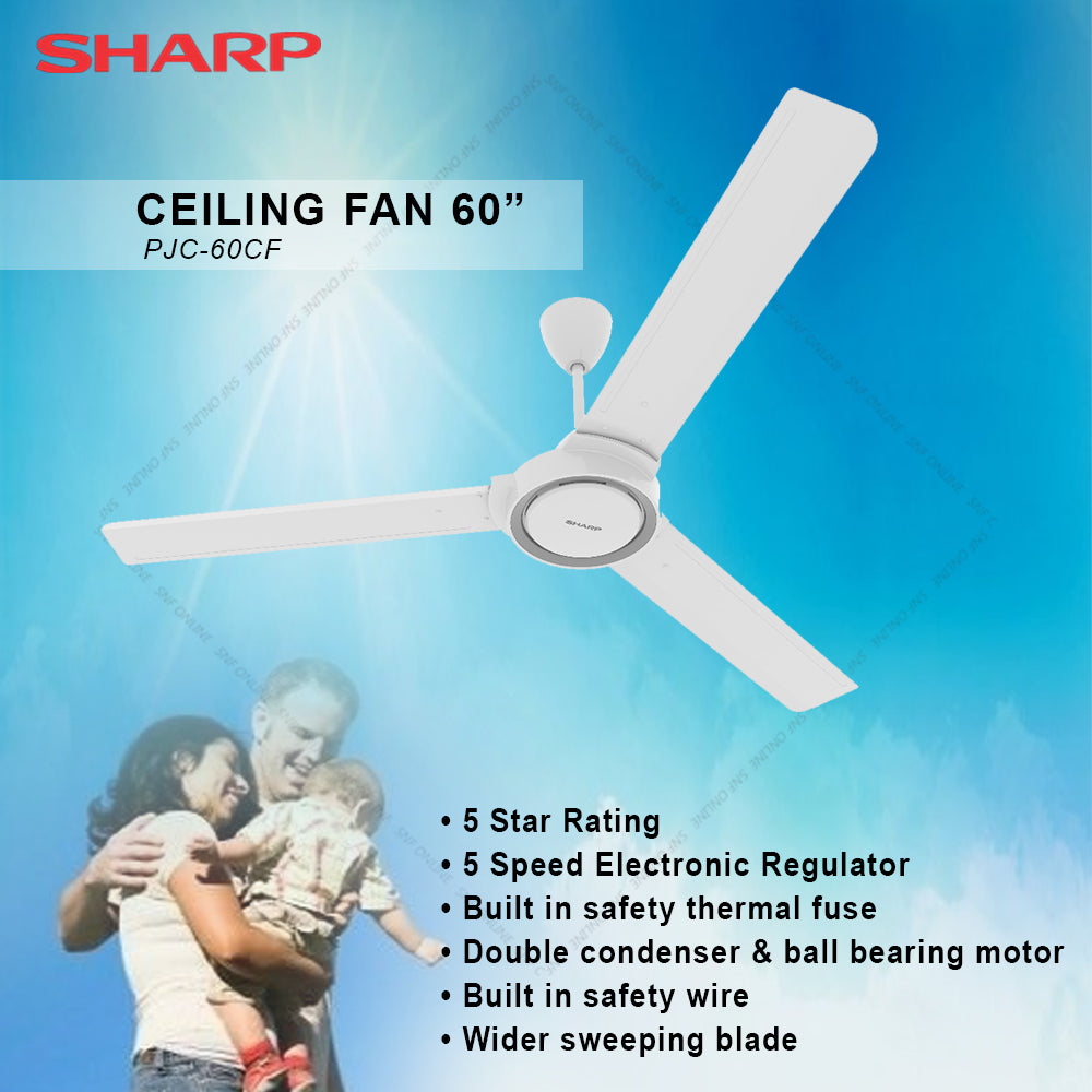 Fan Sharp Design Star Sharp Kipas Siling- Ceiling Fan (60β) PJC-60CF PJC60CF - Single Pack