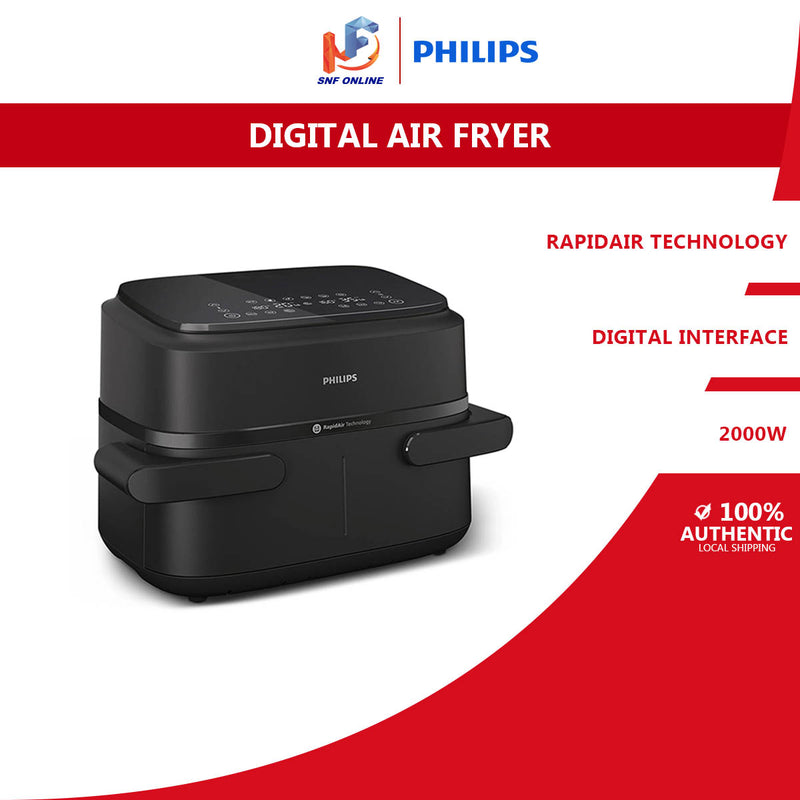 Philips Penggoreng Tanpa Minyak Digital Air Fryer with Dual Basket 1000 Series (7.1L) NA150/09