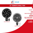 Alpha Motto Kipas Dinding Wall Fan 12" WF60/12 (White / Black)