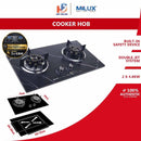 Milux Dapur Gas Sintered Stone Panel Cooker Hob (4.8kW) MGH-C699F (Black)