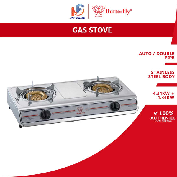 Butterfly Dapur Gas Stainless Steel Double Gas Stove BGC-933