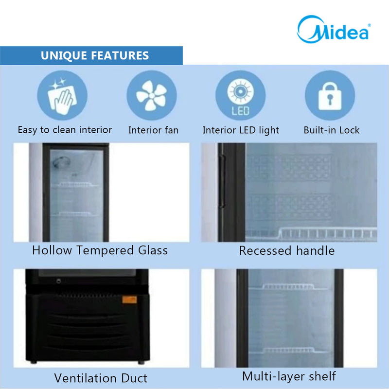 Midea Showcase 211L Glass Door MDRZ304FGG30