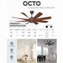 Rezo 60'' Ceiling Fan 8 Blade LED With Remote Control OCTO (Dark Wood / Matt Black)