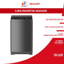 Sharp Mesin Basuh Automatik - 12kg Fully Auto Washing Machine Inverter ESW12SM
