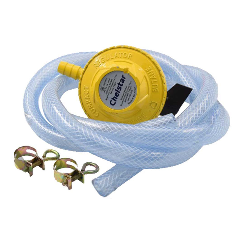 Eurogas Penyambung Kepala Gas SIRIM Safety (SET) Low Pressure Gas Regulator Complete Double Safety Rubber Hose WHITE-HOSE CR-319E