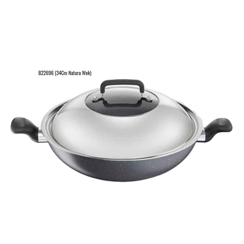 Tefal Cookware Natura Deep Frypan 26cm B22665 / 28cm B22666 / Wok 34cm With Lid B22696
