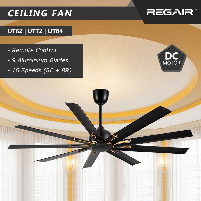 Regair UT Ceiling Fan UT62 UT62-MB (62" ) UT72 UT72-MB (72") UT84 UT84-MB (84") (Matt Black)